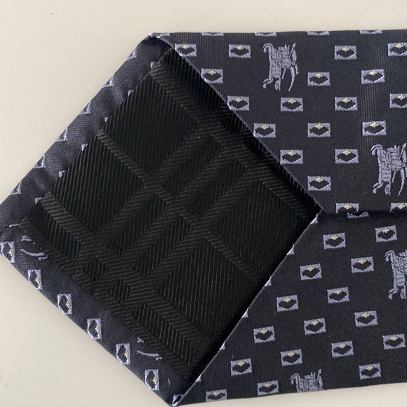 Burberry Navy Blue with Logo Silk Tie 👔 - Picture 5 of 6